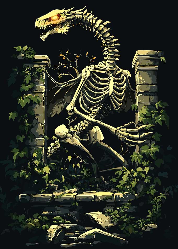 Dragon Skeleton in Ruins