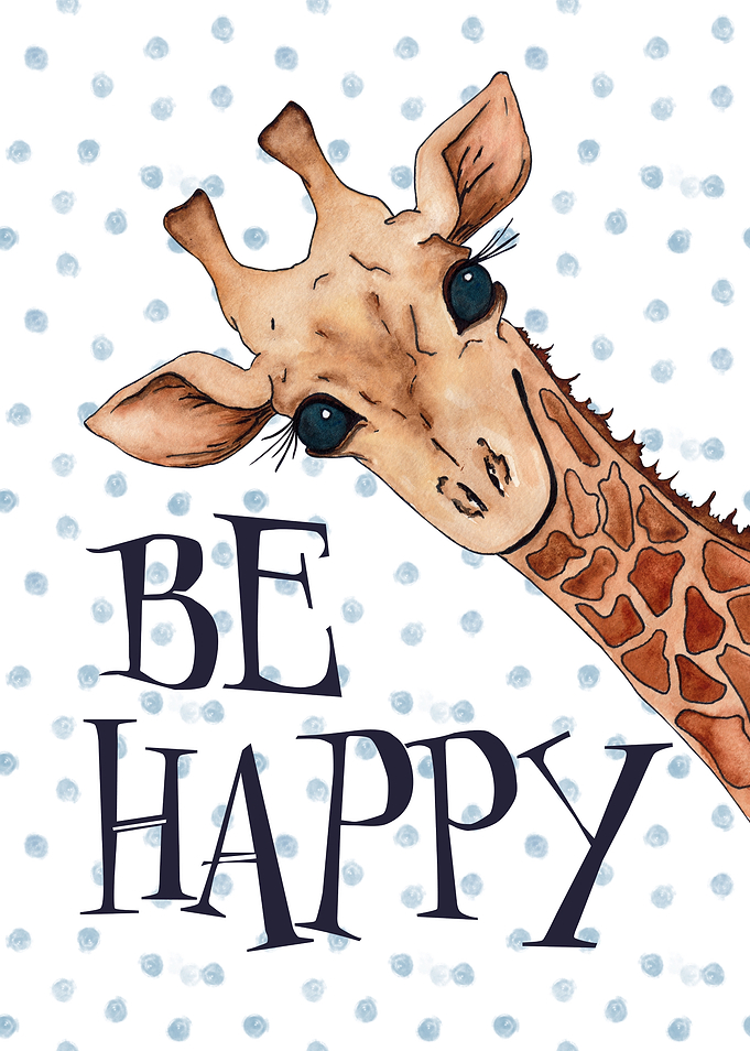 Giraffe Be Happy Watercolor Print