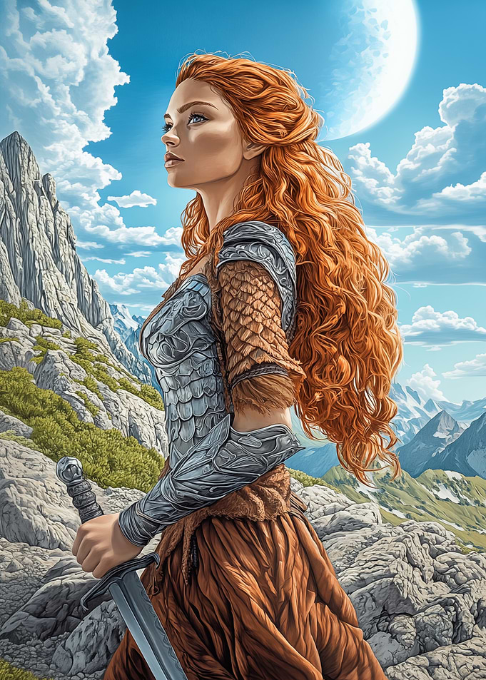 Red-Haired Fantasy Warrior Woman