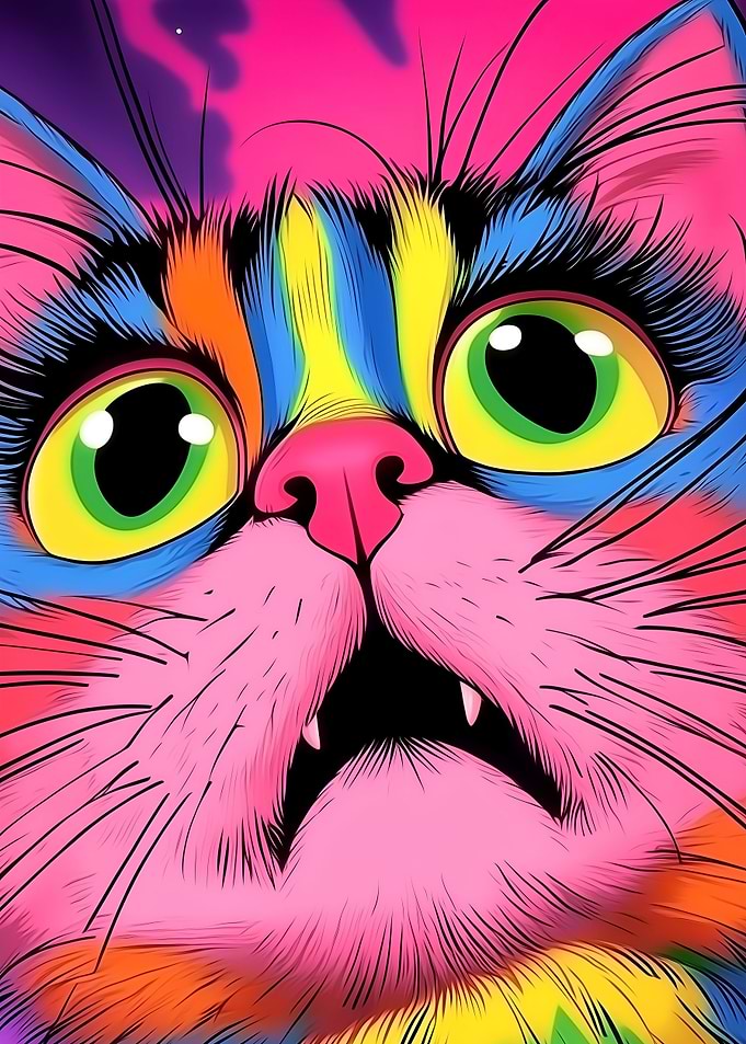 Psychedelic Cat Portrait