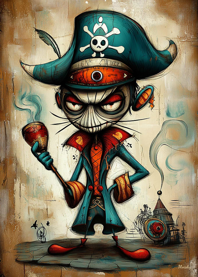 Steampunk Pirate Captain in Fantasy Art Style