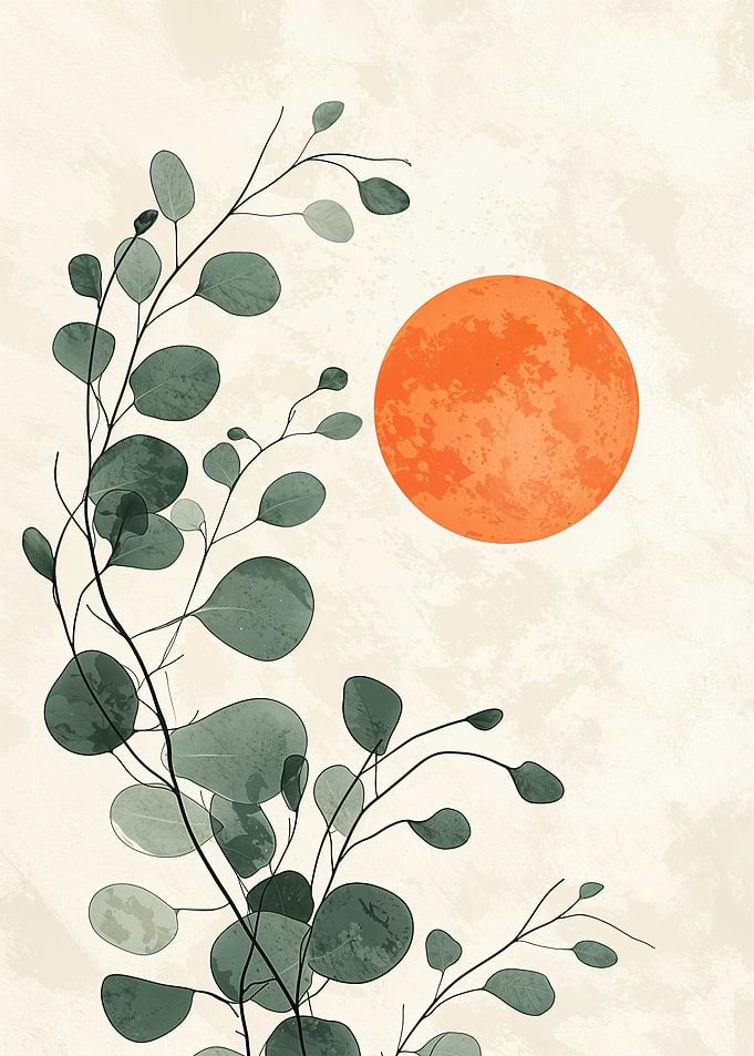 Green Leaves and Orange Sun