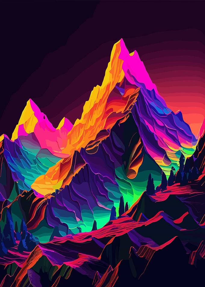 Neon Mountain Landscape