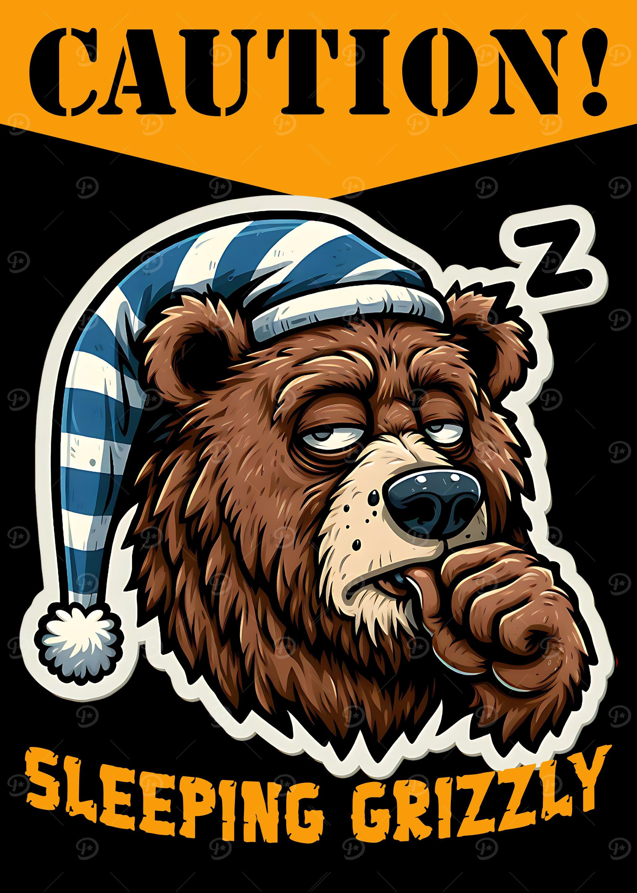 Sleeping Grizzly Warning for Bedroom Door