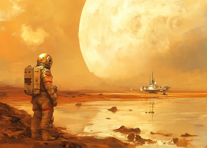 Astronaut on Titan moon of Saturn