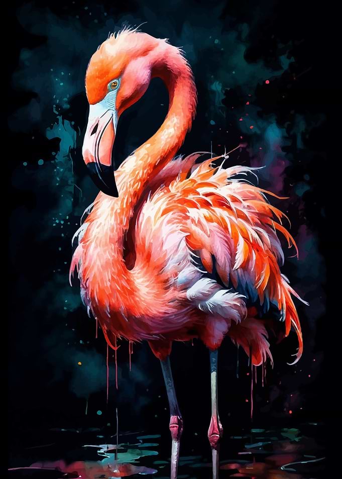 Pink Flamingo Watercolor