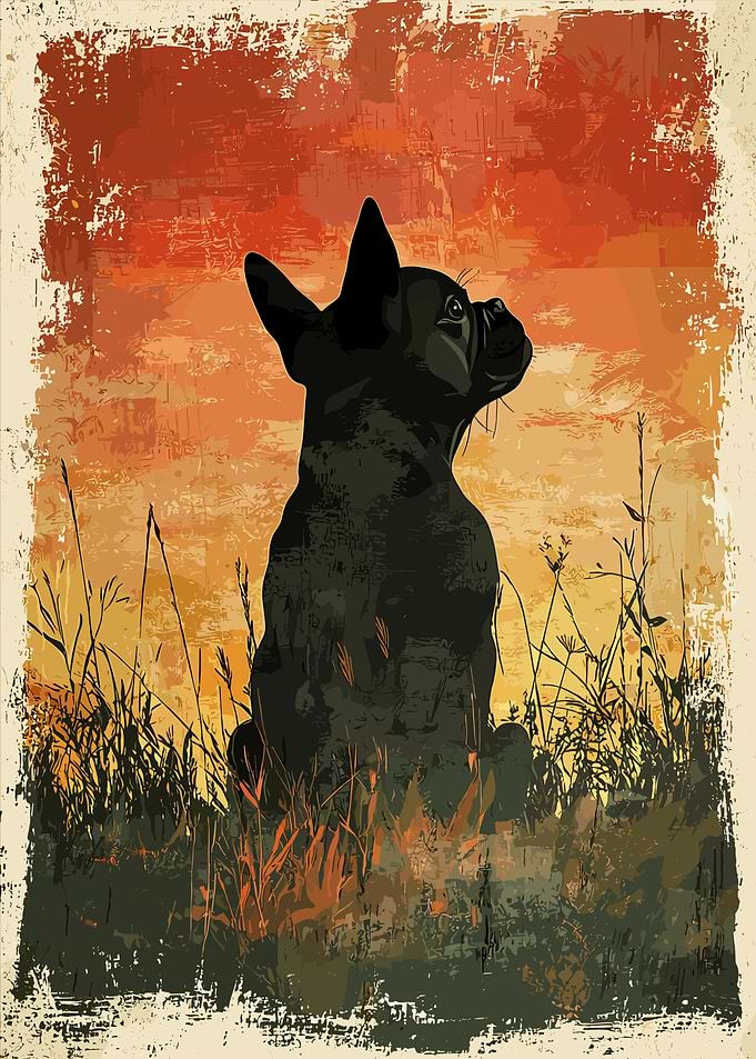French Bulldog Sunset Silhouette