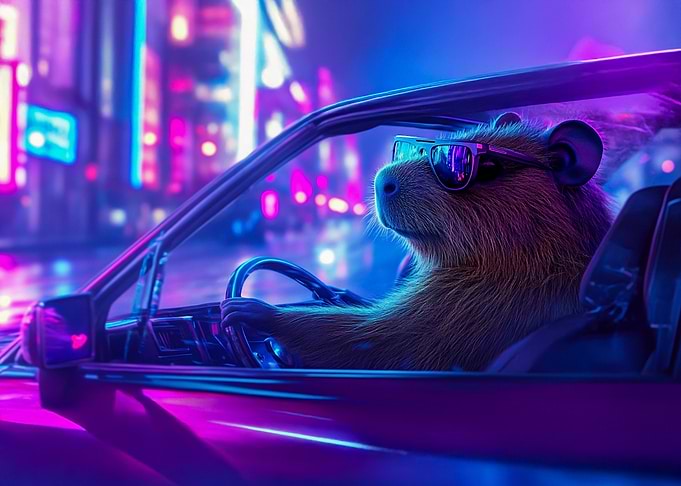Capybara in a Car