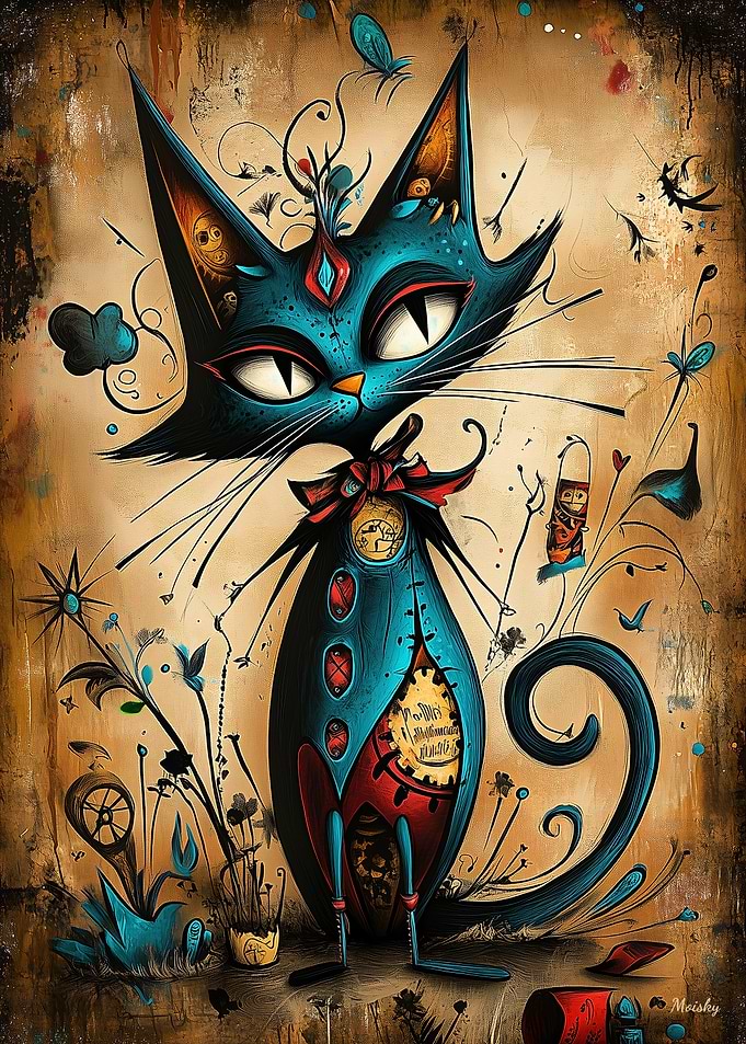 Steampunk Mechanical Cat in Fantasy Art Style
