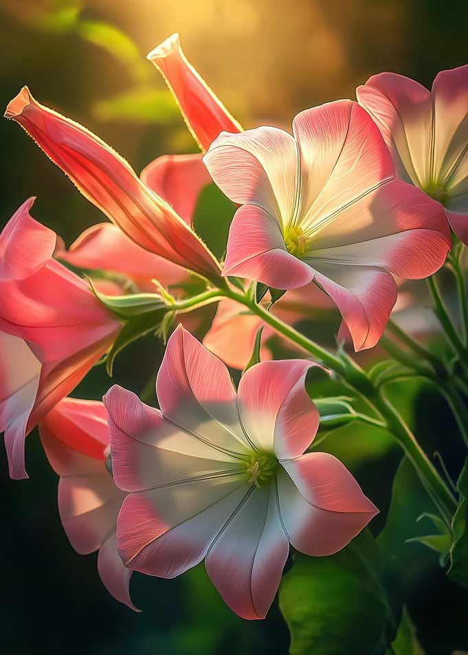 Pink Nicotiana Flowers in Sunlight