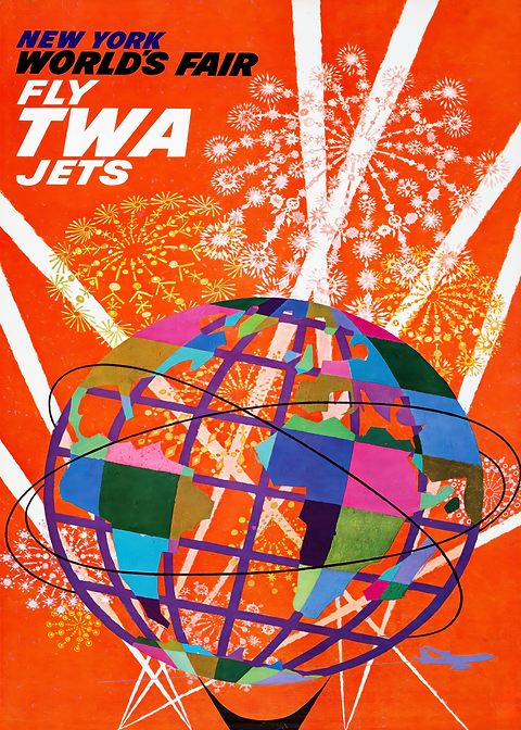 TWA Jets New York World's Fair — vintage travel poster on metal