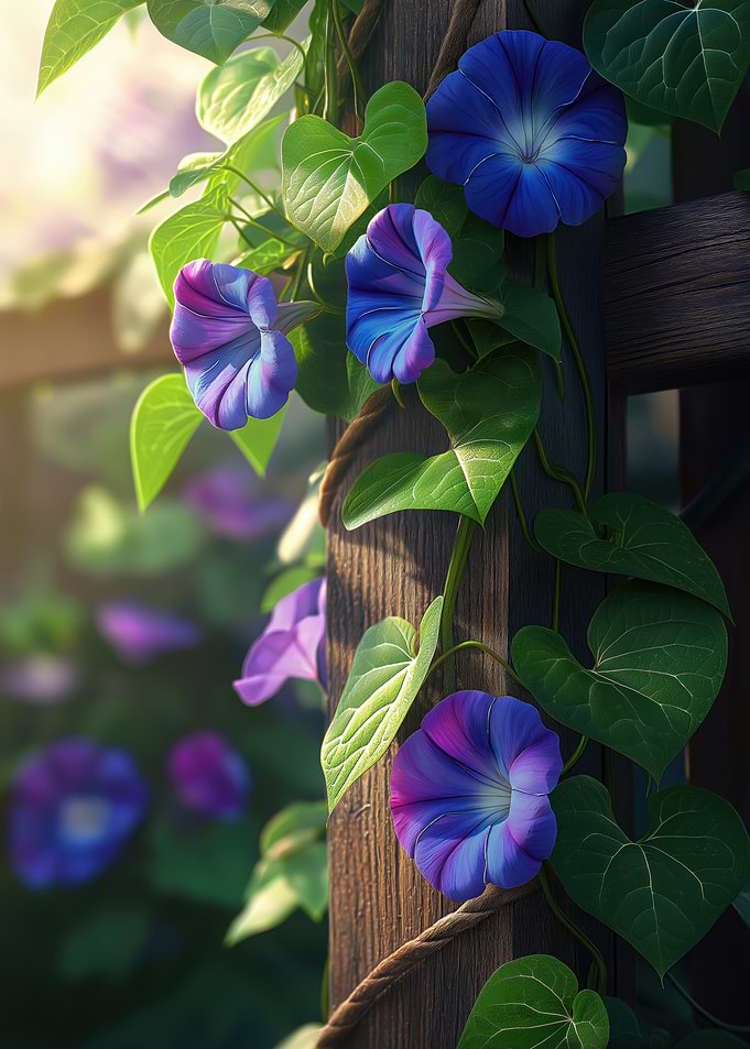 Morning Glory Flowers In Sunlight