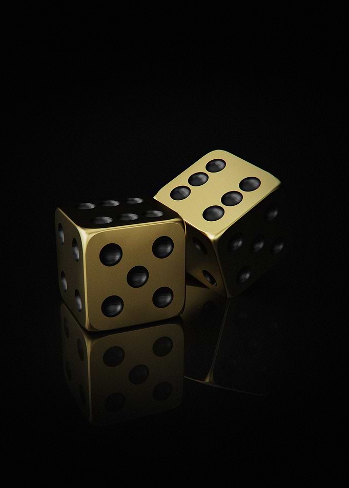 Gold Dice on Black