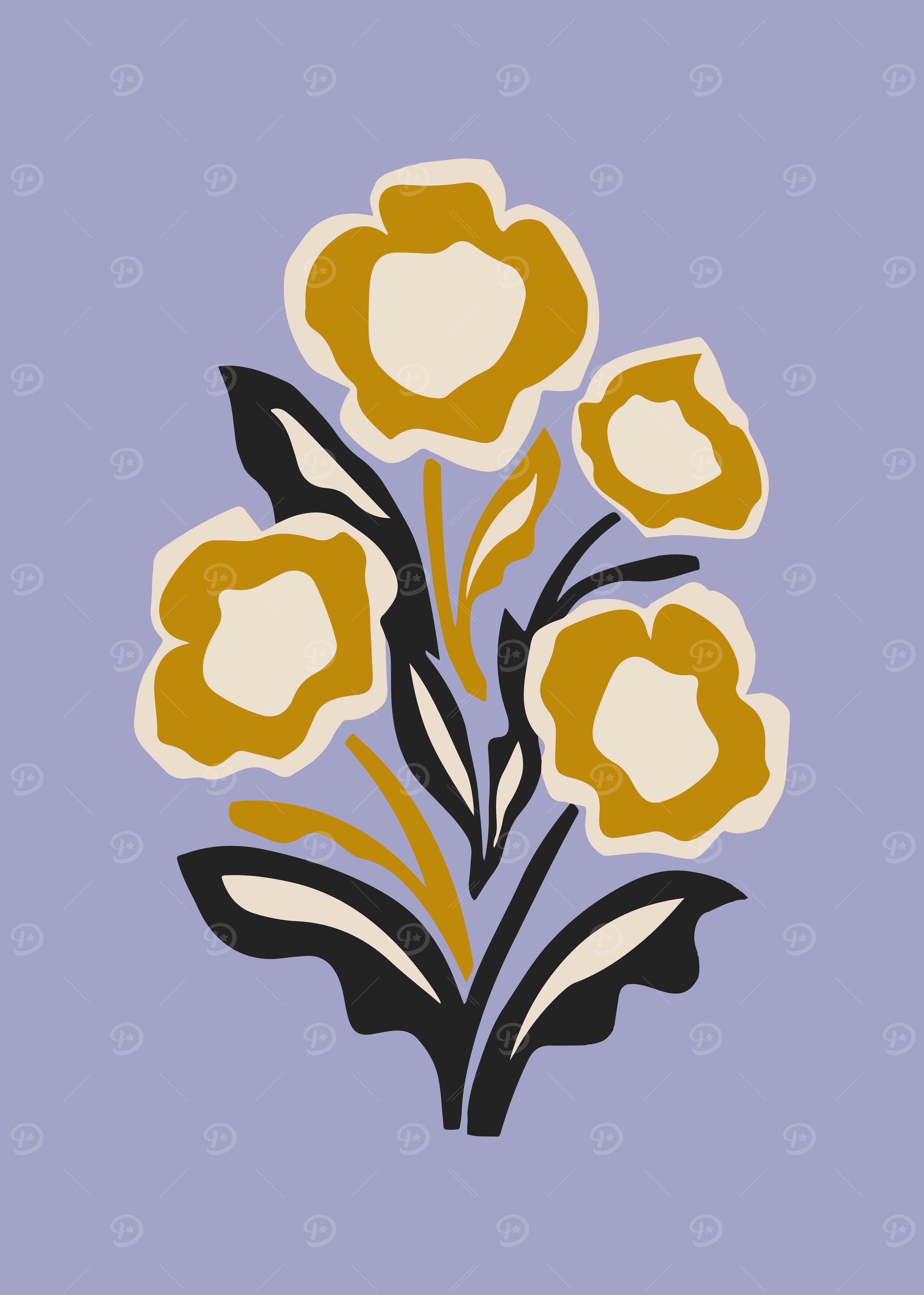 Whimsical Boho Blooms Floral in Lavender Purple
