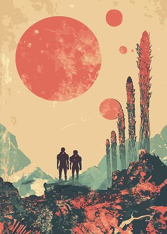 Alien Landscape with Two Figures
