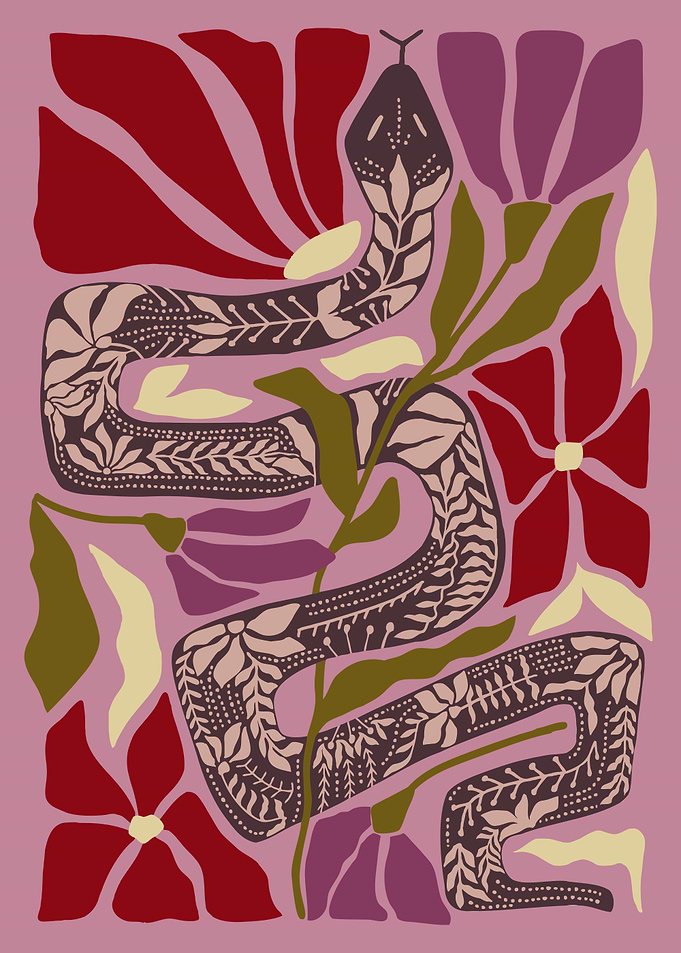 Floral Snake Purple and Red