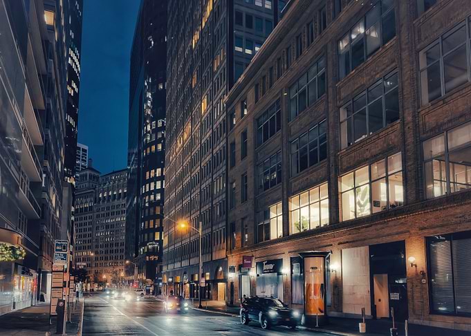 Nighttime City Street