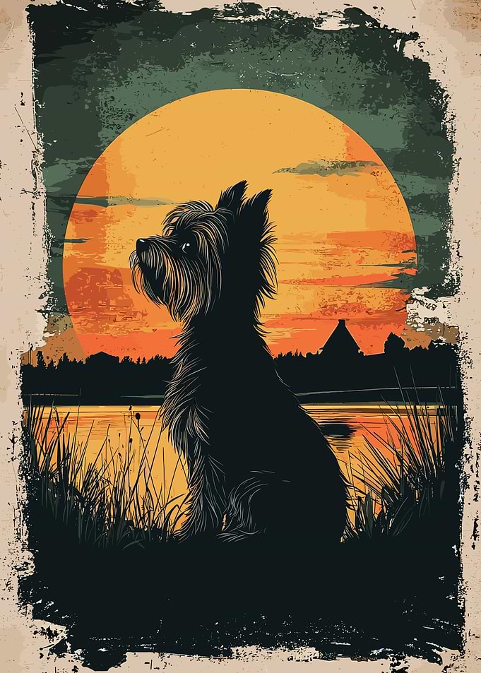 Yorkshire Terrier Silhouette Sunset