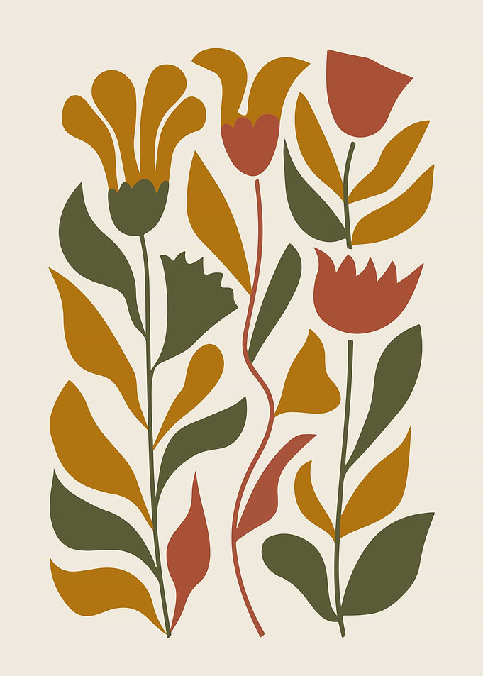 Abstract Autumn Folk Flowers