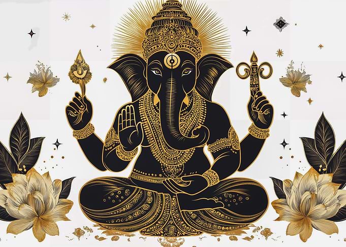 Ganesha Black & Gold Artwork