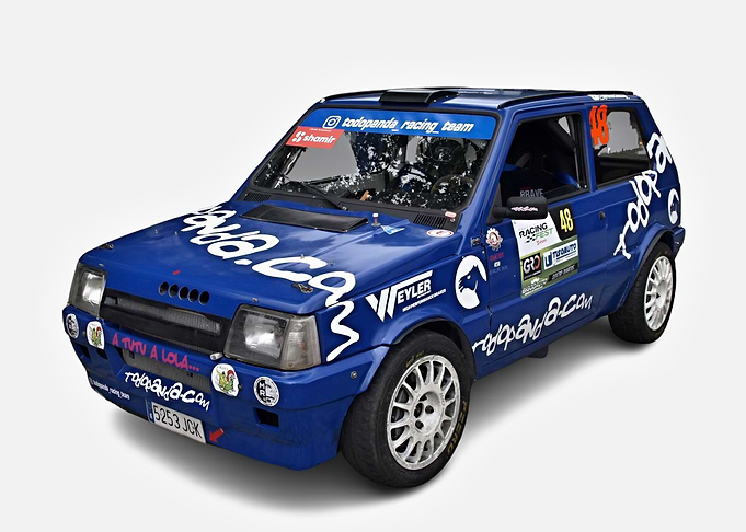 Blue Fiat Panda Rally Car