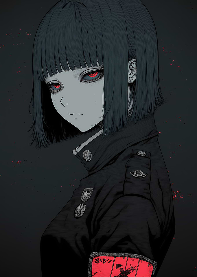 Anime Girl with Red Eyes