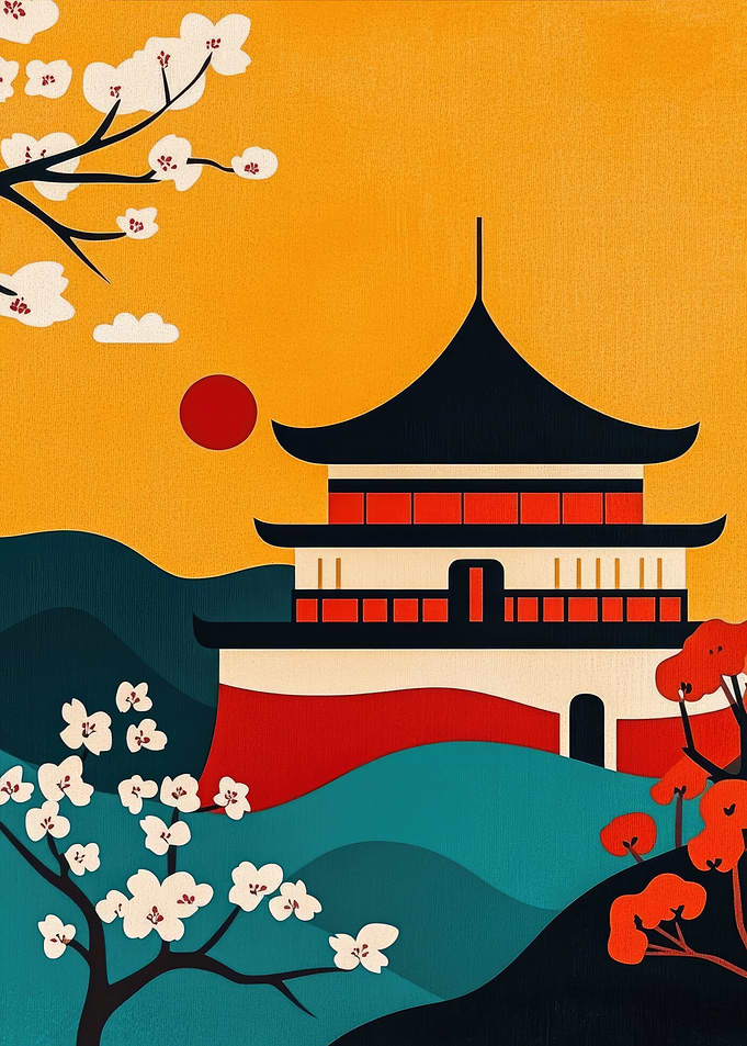 Japanese Pagoda Landscape
