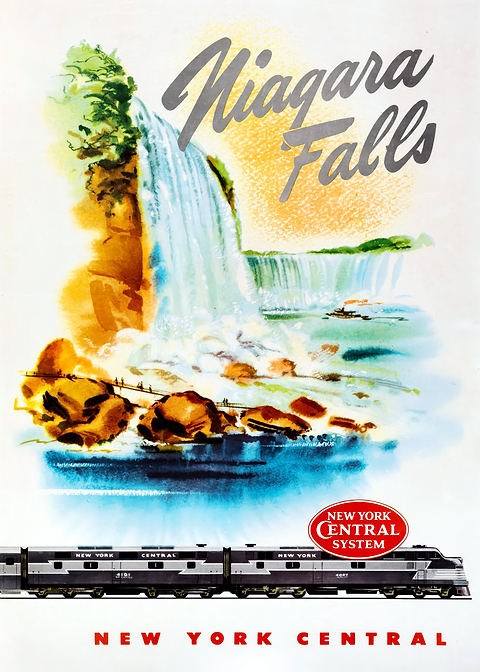 Niagara Falls Travel Poster — retro travel art printed on metal