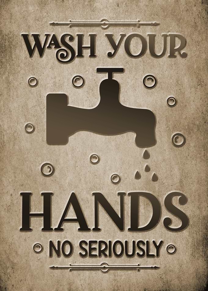 Wash Your Hands Vintage Sign