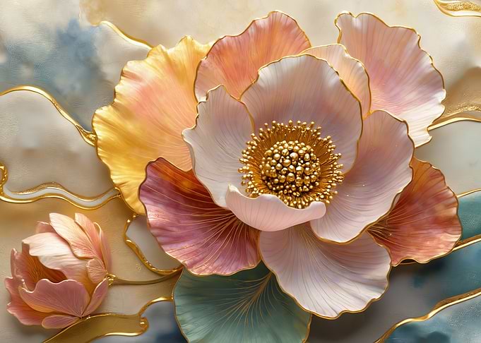 Gold-Trimmed Flower Art