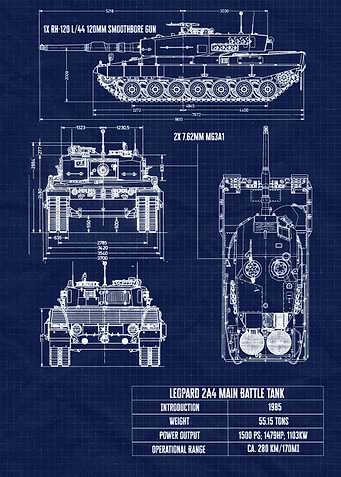 Leopard 2A4 Tank Blueprint