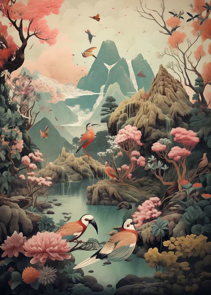 Fantasy Landscape with Birds