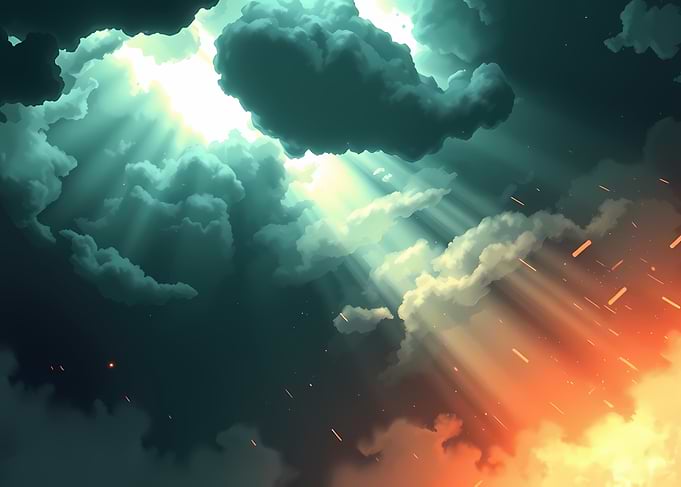 Celestial Light Through Clouds