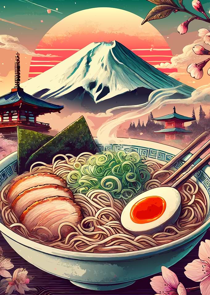 Ramen with Mt. Fuji