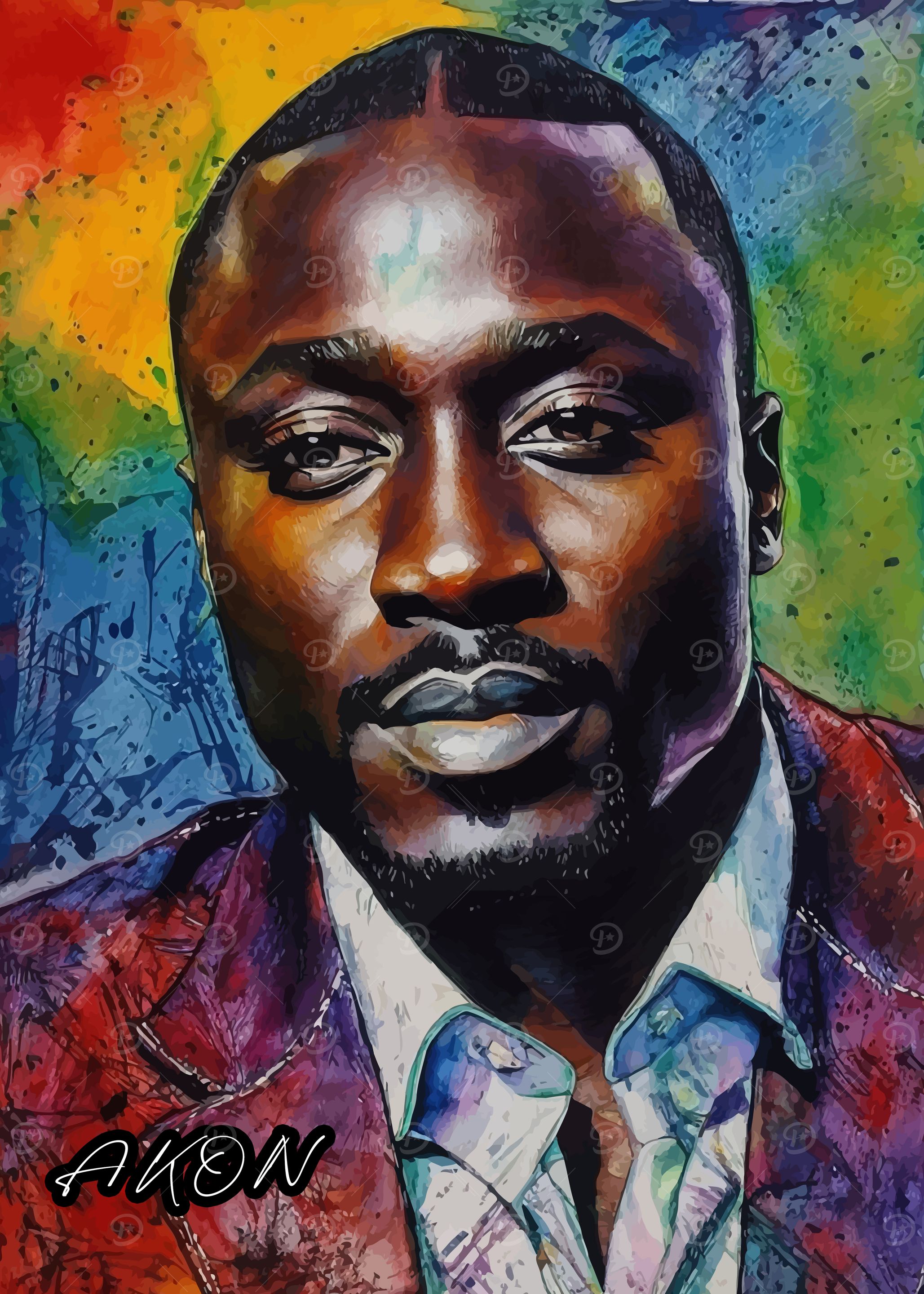 AKon Man Watercolor Portrait
