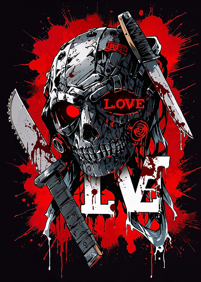 Cyberpunk Skull with Knives LOVE