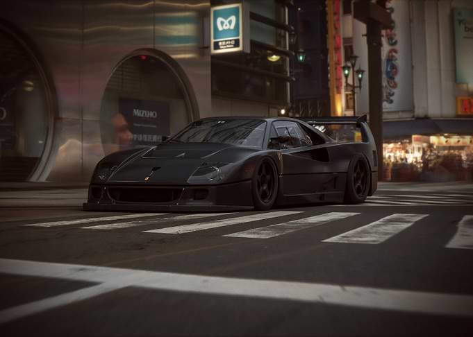 Black Ferrari F40 in City