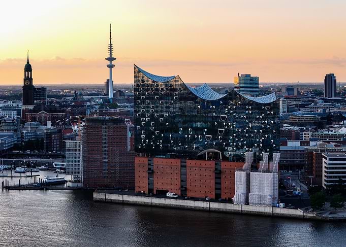 Hamburg Skyline at Sunset