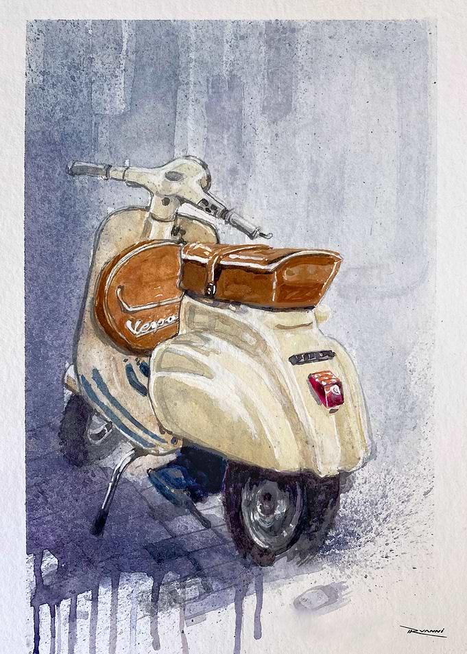 Vintage Vespa Watercolor