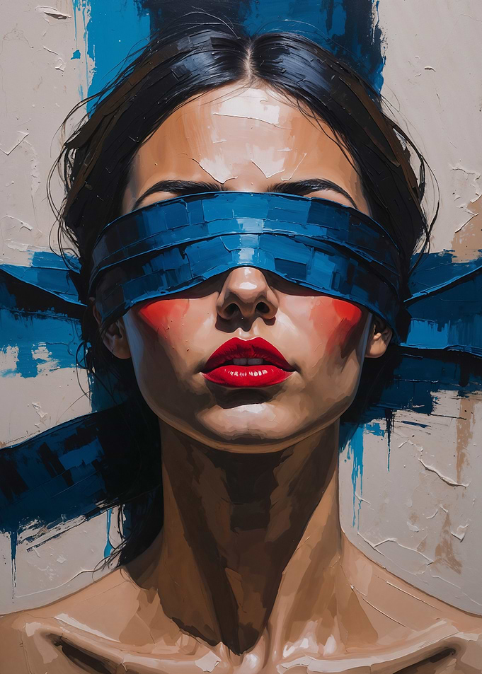 Blindfolded Woman Painting
