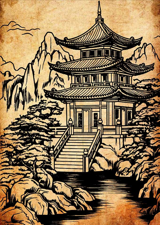 Japanese Pagoda Illustration