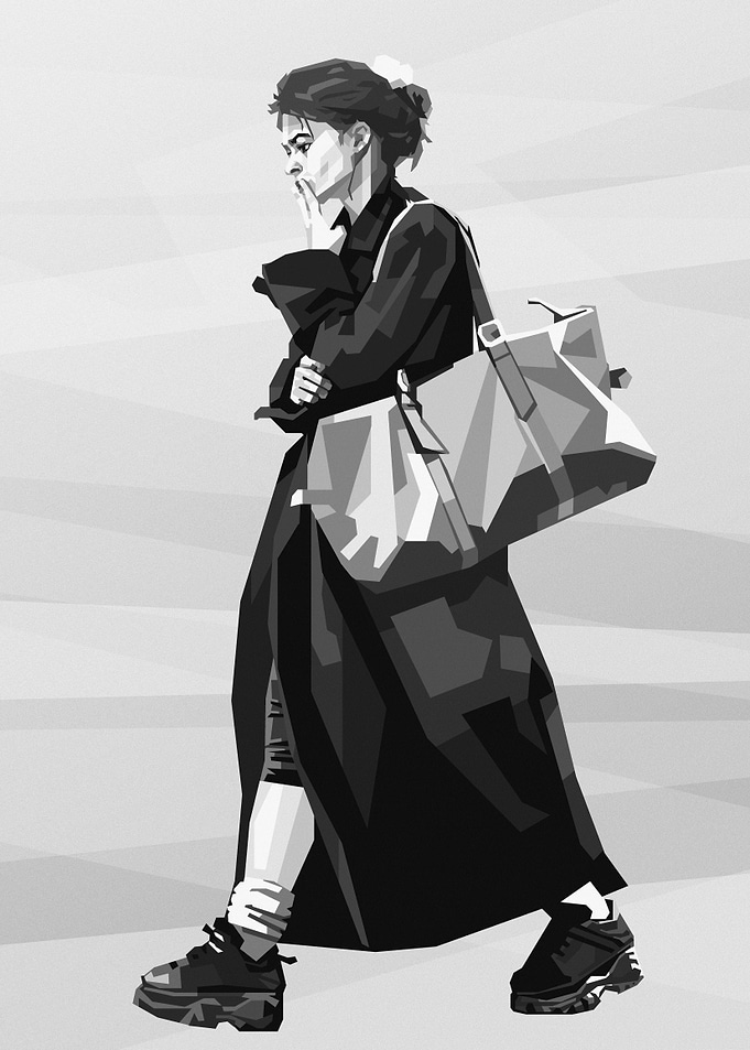 helena bonham in Black Coat Walking