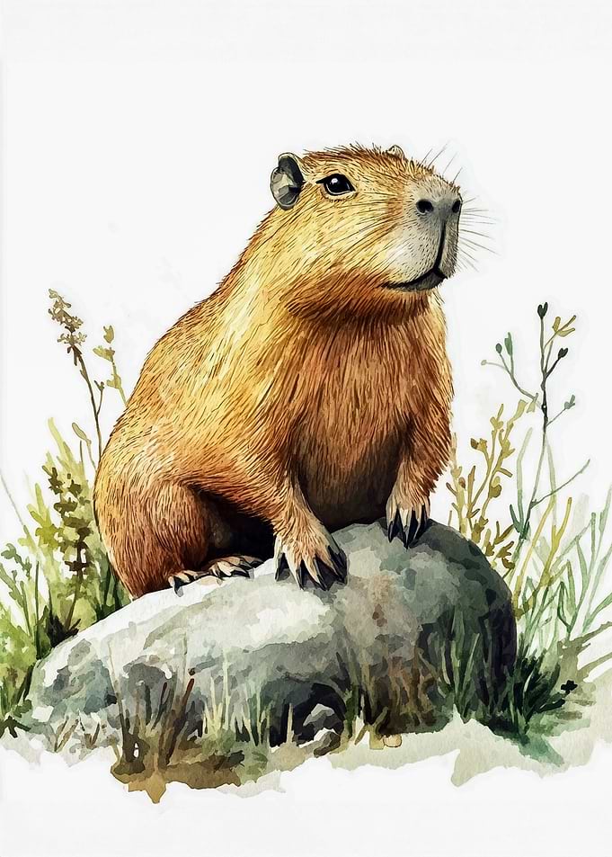 Capybara Watercolor Illustration