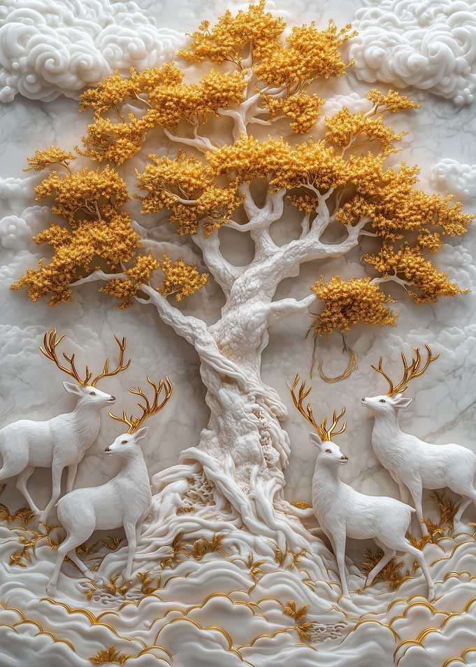 Golden Antlers & Whispering Leaves