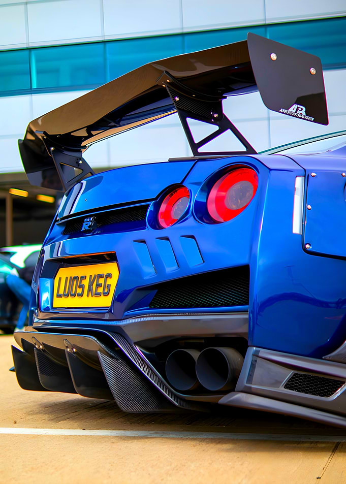 Blue Nissan GTR with Spoiler