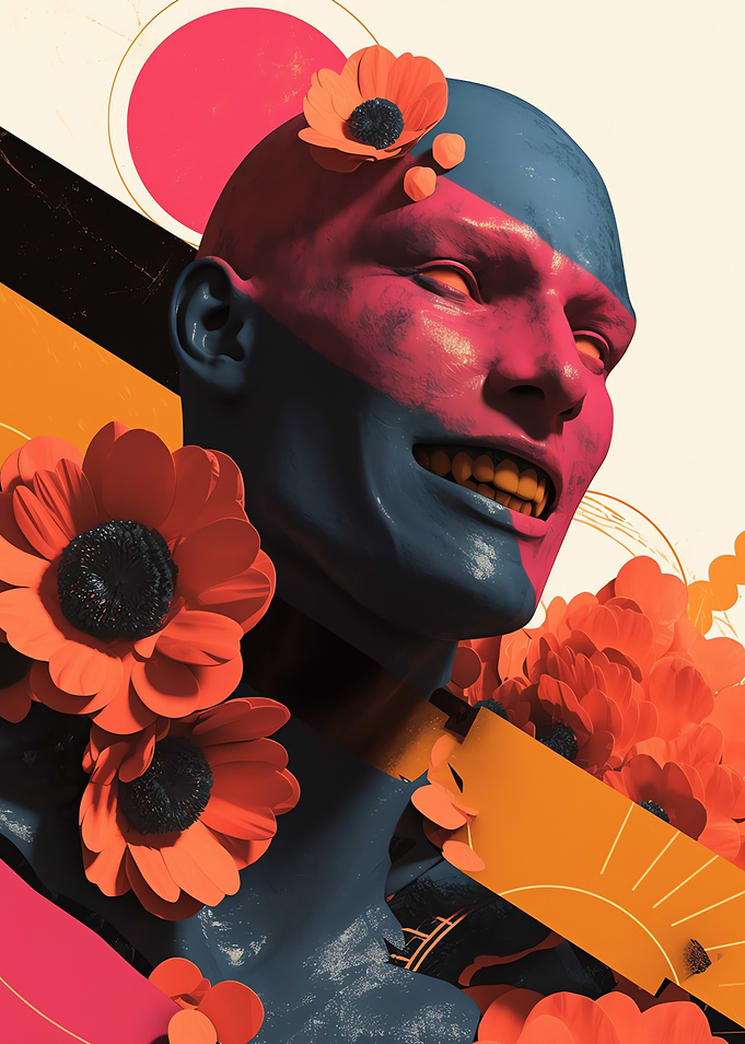 Surreal Portrait with Flowers