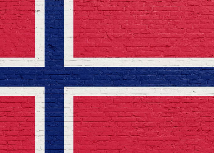 Norwegian Flag on Brick Wall