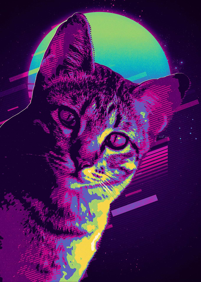 Retro Cat Art