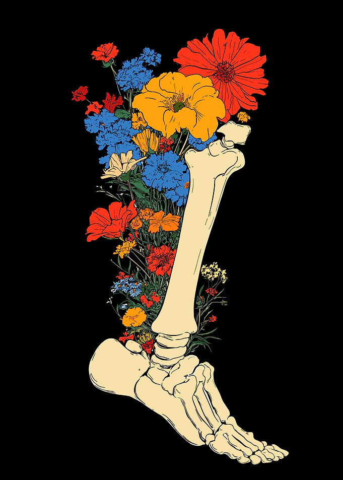 Floral Skeleton Leg