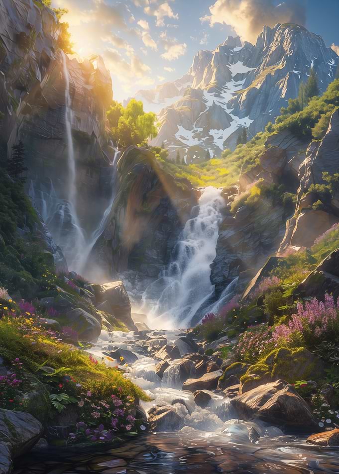 Mountain Waterfall Landscape
